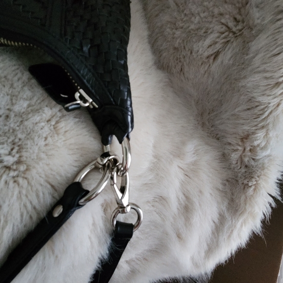 COACH Kristen BIG SNAP Closure Woven Black Shoulder Bag Handbag Sachtel - Picture 6 of 15